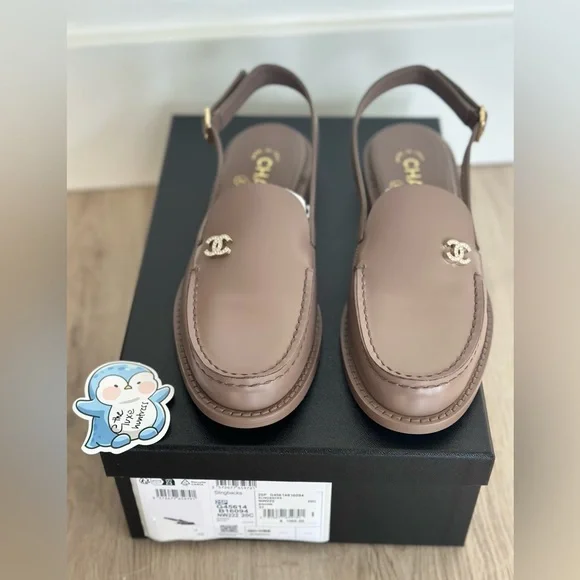 New Chanel 25C Slingback Loafers - taupe - women’s 37C - Picture 3 of 5